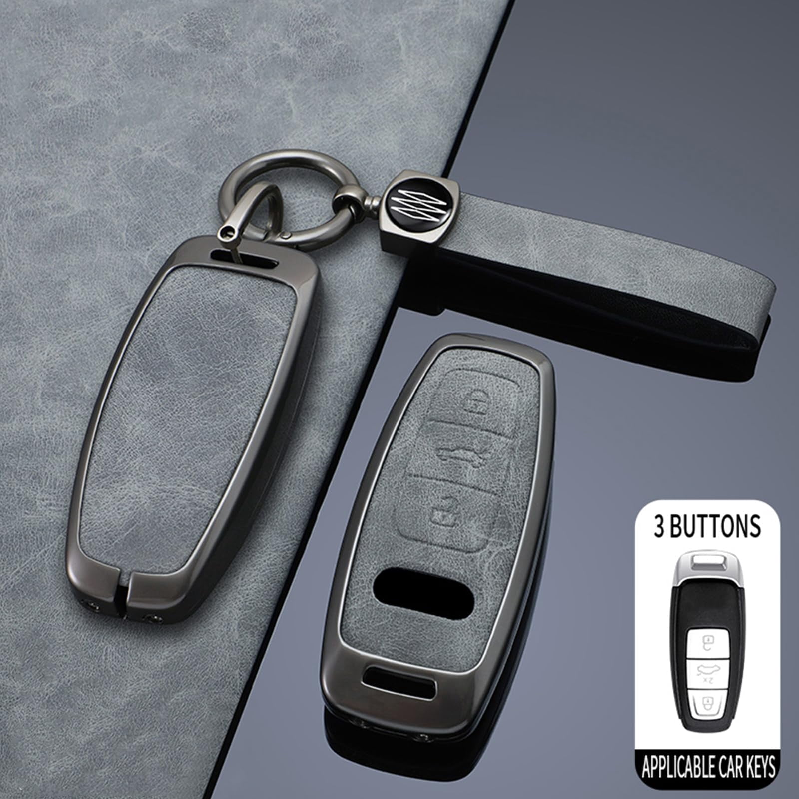 Zinc Alloy Metal Smart Remote Key Fob Case Cover Protector Holder Shell Compatible for Audi A6L A6 A7 A8 Q7 Q8 E-Tron 2018-2022 A3 S3 S6 SQ7 RS6 S7 RS7