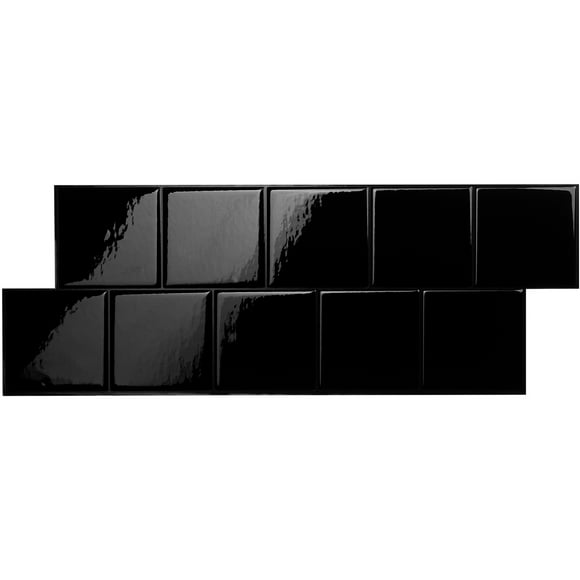 Smart Tiles Peel and Stick Backsplash Wall Tiles, Subway Black, 2pcs, 22.29in x 8.23in