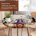 thumbnail image 3 of Halloween Pumpkin Round Tablecloth 45-54 Inch Round Fitted Table Cloth with Elastic Edge, Ghost Bat Candy Black Plaid Check Waterproof Table Cover Protector for Outdoor Picnic Party Dining, 3 of 6