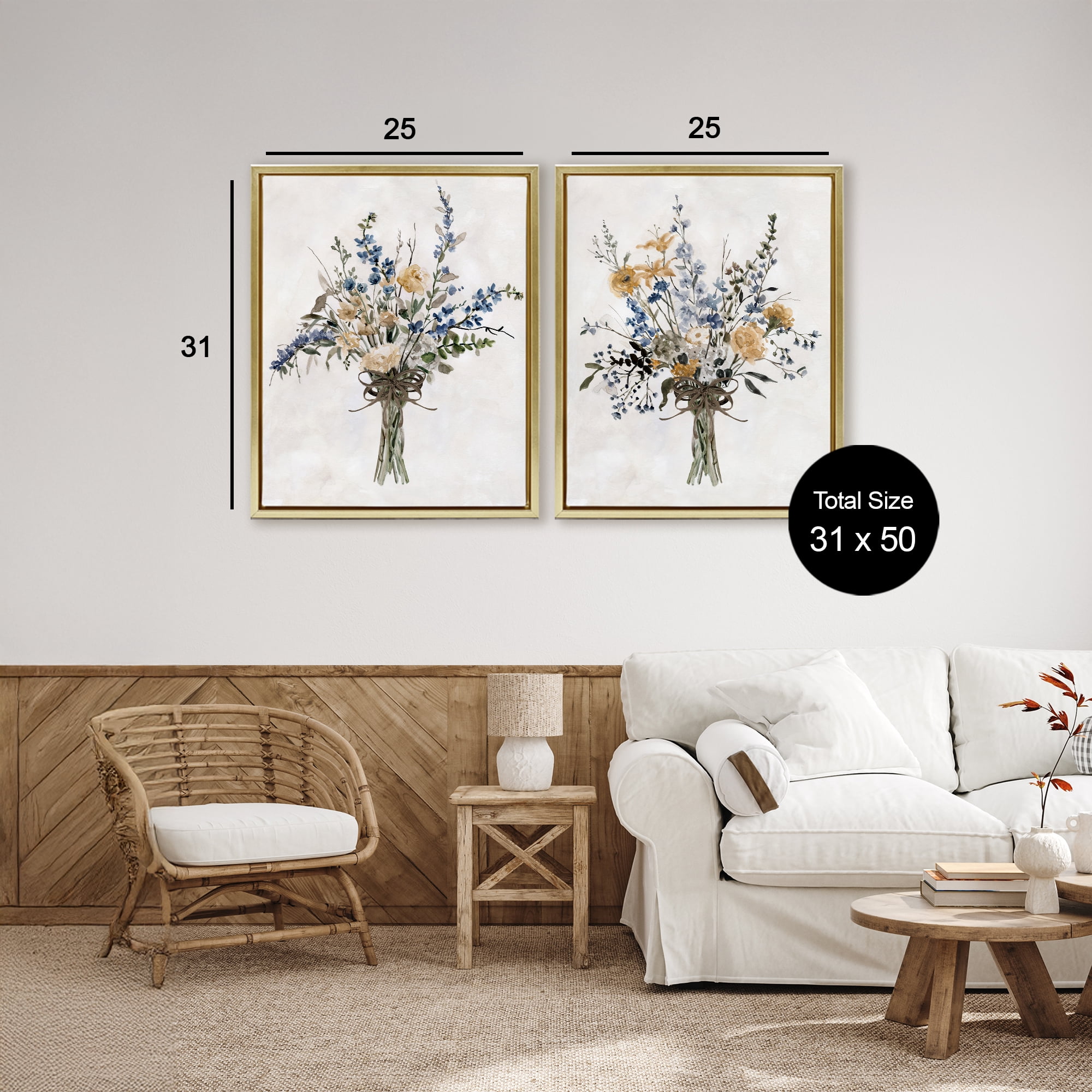 Stupell Industries Bushels of Herbs 2 Piece Gold Framed Floater Canvas Set, design by Carol Robinson