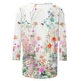 thumbnail image 5 of Dianli Summer Savings! Womens Blouses and Tops Dressy Women's 3/4 Sleeve Shirts Sunflower Print Round Neck Loose Tops Comfy Soft Blouses Summer Casual Pullover, 5 of 5