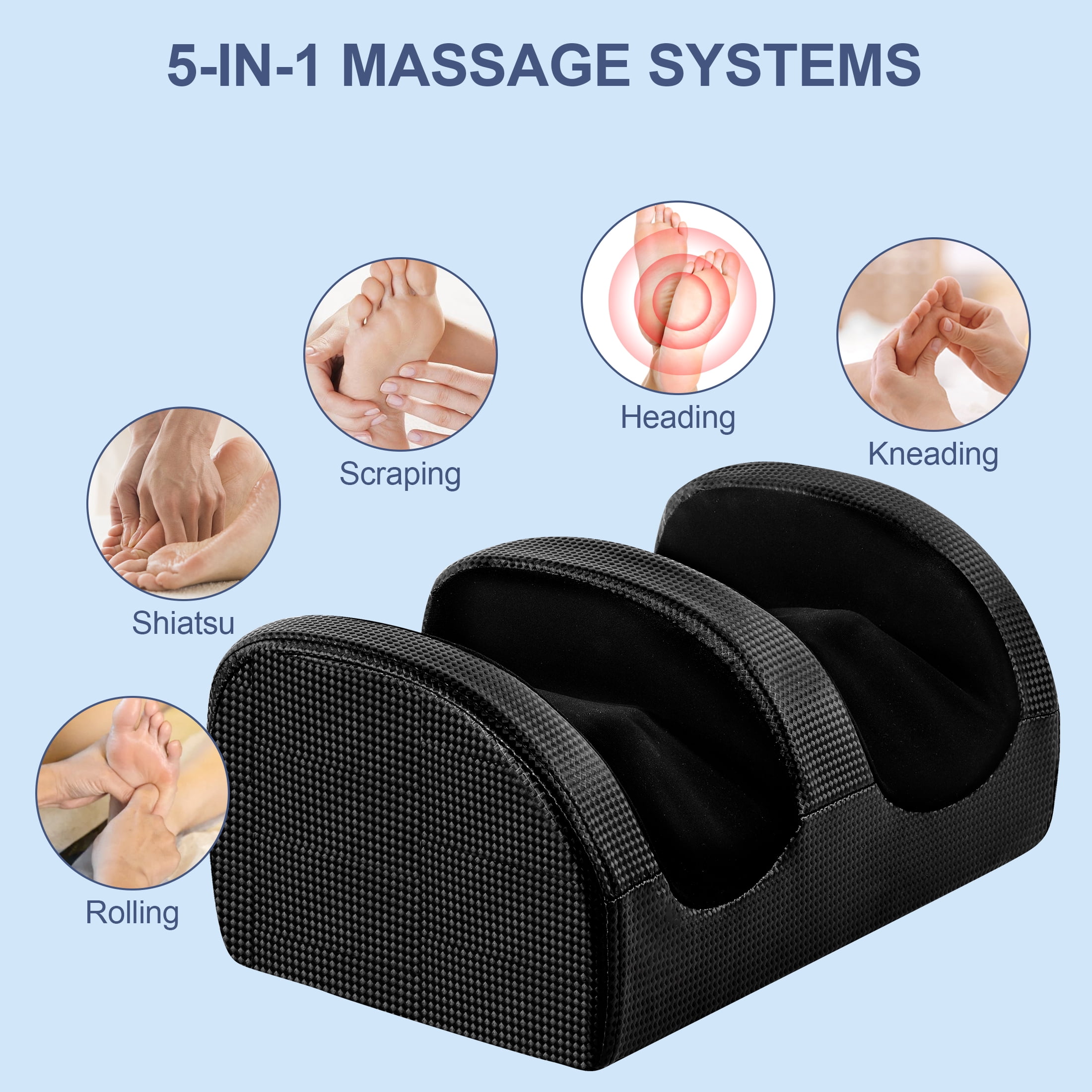 MOONORAH Foot Massager Machine with Heat & Foot Roller,Deep Tissue Massager for Plantar Fasciitis,Wired Remote, Gifts for Women Men(Black)