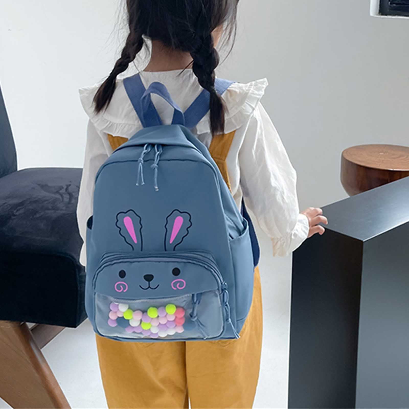 Yuanbang Cartoon School Bag Unisex 2D Drawing Backpack for Teenagers Girls Boys Travel Backpack, Kids Unisex, Size: 1 Pack, Blue