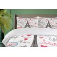 thumbnail image 4 of Ambesonne Eiffel Tower Duvet Cover Sets, Paris Letter Heart, 2-King, Black White Pink, 4 of 7