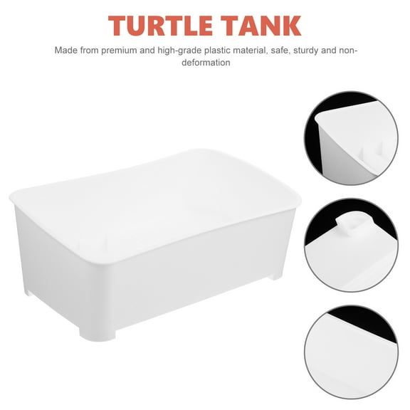Toyvian Multi Use White Turtle Tank with Ramp Platform for Indoor Reptile Habitat