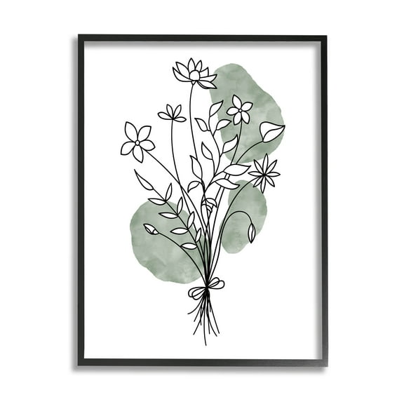 Stupell Industries Casual Daisy Petal Outline Graphic Art Black Framed Art Print Wall Art, Design by JJ Design House LLC