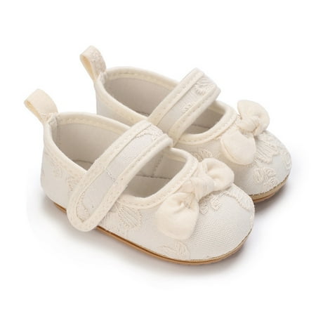 

WakeUple Baby Girls Princess Shoes Soft Bow Embroidery Flower Non-slip Shoes