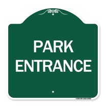 SignMission A-DES-GW-1818-24453 18 x 18 in. Designer Series Sign - Park Entrance, Green & White