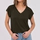thumbnail image 2 of Camisas holgadas,Blusa informal de cuello en V para mujer, manga corta, color liso, tejido suave y ligero, diseño con detalle de pliegues, ideal para uso diario, sopatenor, 2 of 9