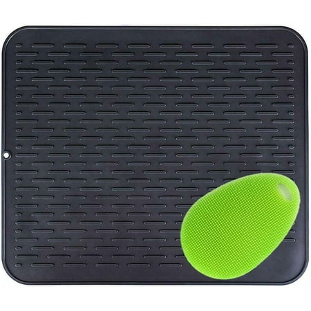 Extra Large Silicone Dish Drying Mat Holder 17 8x15 8inch Black