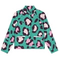 thumbnail image 4 of Jackets for Women Winter Coat Jackets Flannel Stand Collar Jacket(Pink Leopard Teal Background Print,Size:S-4XL), 4 of 7