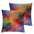 thumbnail image 2 of Acheng  Throw Pillow Covers Orange Spring Paint Colorful Red Blue Yellow Band Watercolor with Spots and Streaks Purple Abstract Square Hidden Zipper Decorative Pillowcase ,Set of 2 White, 2 of 6