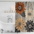 thumbnail image 4 of Burnt Orange Grey Black Flower Waterproof Fabric Shower Curtain,Spring Floral Botanical Waterproof Fabric Shower Curtain for Bathroom Curtains Bathtubs Shower Curtains with 12 Hooks Small 36x78in, 4 of 8