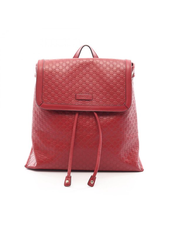 Pre-Owned Gucci Microguccissima Backpack/Handbag, Leather, Women's, Red, 607993