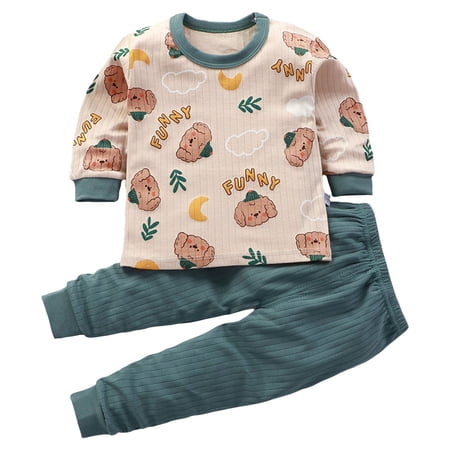 NOLDARES Toddler Baby Girl Boy Clothes Cute Print Sweatsuit Long Sleeve Fall Outfits 2Pcs Winter Pant Sets(AG 6-7 Y)