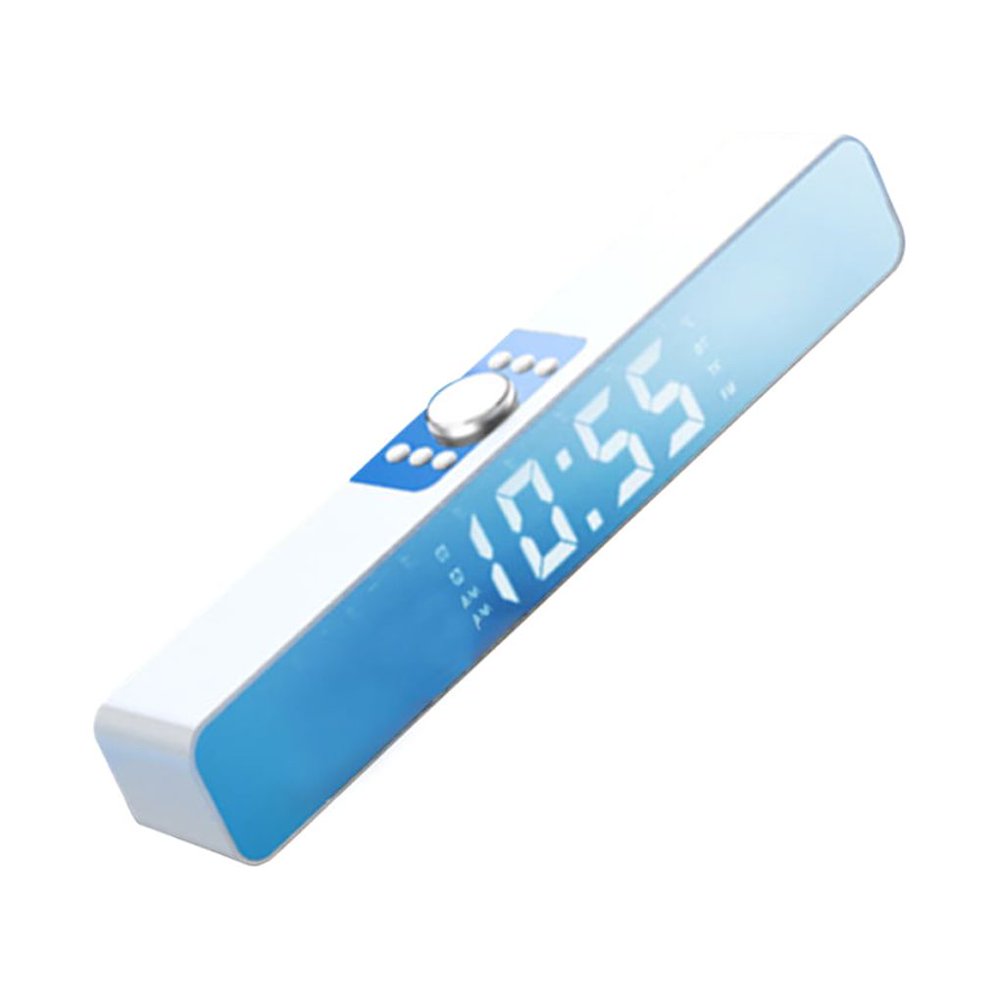 Enceinte Bluetooth Avec Horloge Miroir, Radio FM, Micro Réduction De Bruit, Double Alarme - Blanc, 1200 MAh