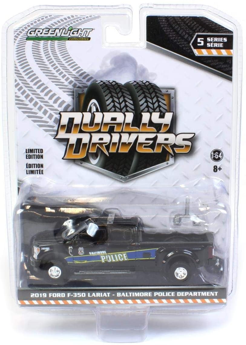 2019 Ford F-350 Lariat Dually Pickup Truck Black "Baltimore Police Department" (Maryland) "Dually Drivers" Series 5 1/64 Diecast Model by Greenlight