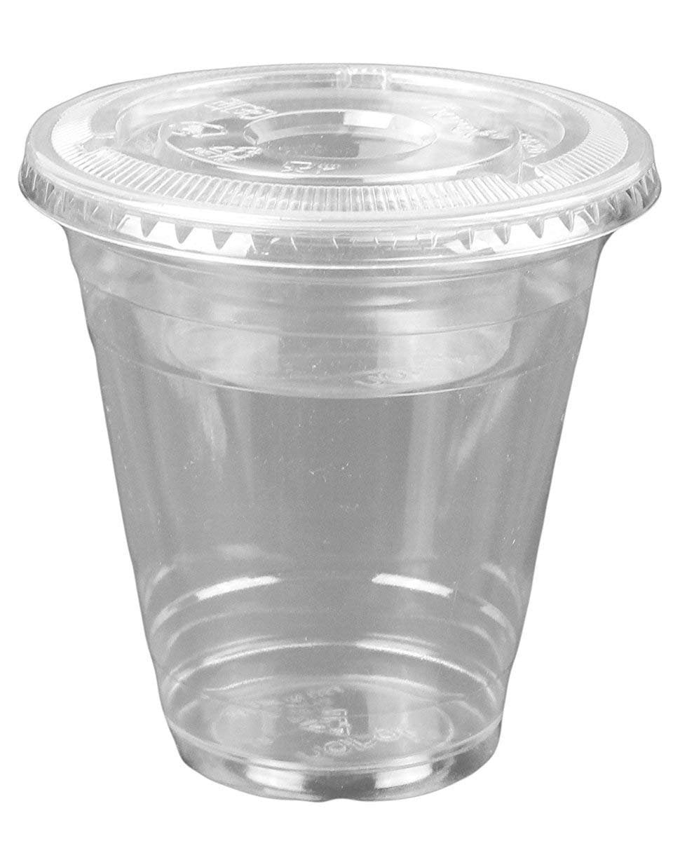 Dome Lid Pack of 25 Clear 4-pc Plastic 12 oz Parfait Cup with Insert Flat Lid