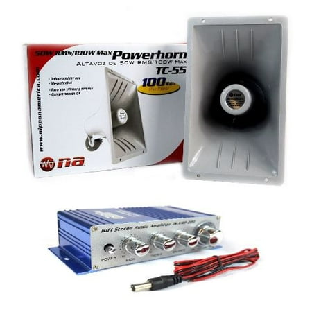 PA Power Horn Speaker 100 Watt Indoor Outdoor 100W w Hifi Stereo Audio (Best Pa Amplifier Brands)