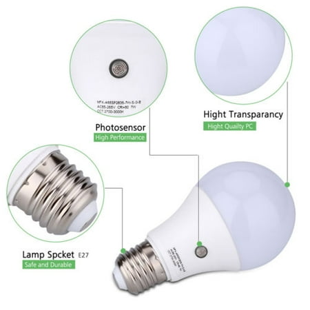 E27 Led Auto Light Sensor Bulb Energy Saver Dusk To Dawn Lamp Indoor E27 Led Auto Light Sensor Bulb Energy Saver Dusk To Dawn Lamp Indoor Outdoor 9w