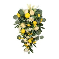 Wreath - Home Brand - Artificial Teardrop Spring Summer Front Door Teardrop Wall Hanging Teardrop Floral ,Spring Summer Wreath for Wall Window Party Decor - 1Pc Wreath