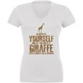 thumbnail image 1 of Always Be Yourself Giraffe Juniors V-Neck T Shirt White LG, 1 of 1