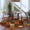 thumbnail image 3 of Boho Vintage Round Area Rug 8Ft Washable Large Circle Rugs for Living Room Dorm, Brown Ethnic Middle Century Geometric Non-Slip Carpet Floor Mats Indoor Outdoor Carpet Runner Aesthetic Home Decor, 3 of 8