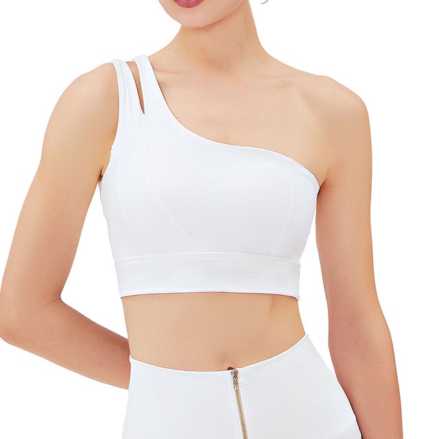 Qarigey Sujetador deportivo Fitness Top Gym Outfit Lady Accesorios Ropa de entrenamiento transpirable de alto impacto Sujetadores de yoga Ropa interior Blanco/L