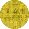 thumbnail image 1 of Ahgly Company Indoor Round Patchwork Yellow Transitional Area Rugs, 4' Round, 1 of 4