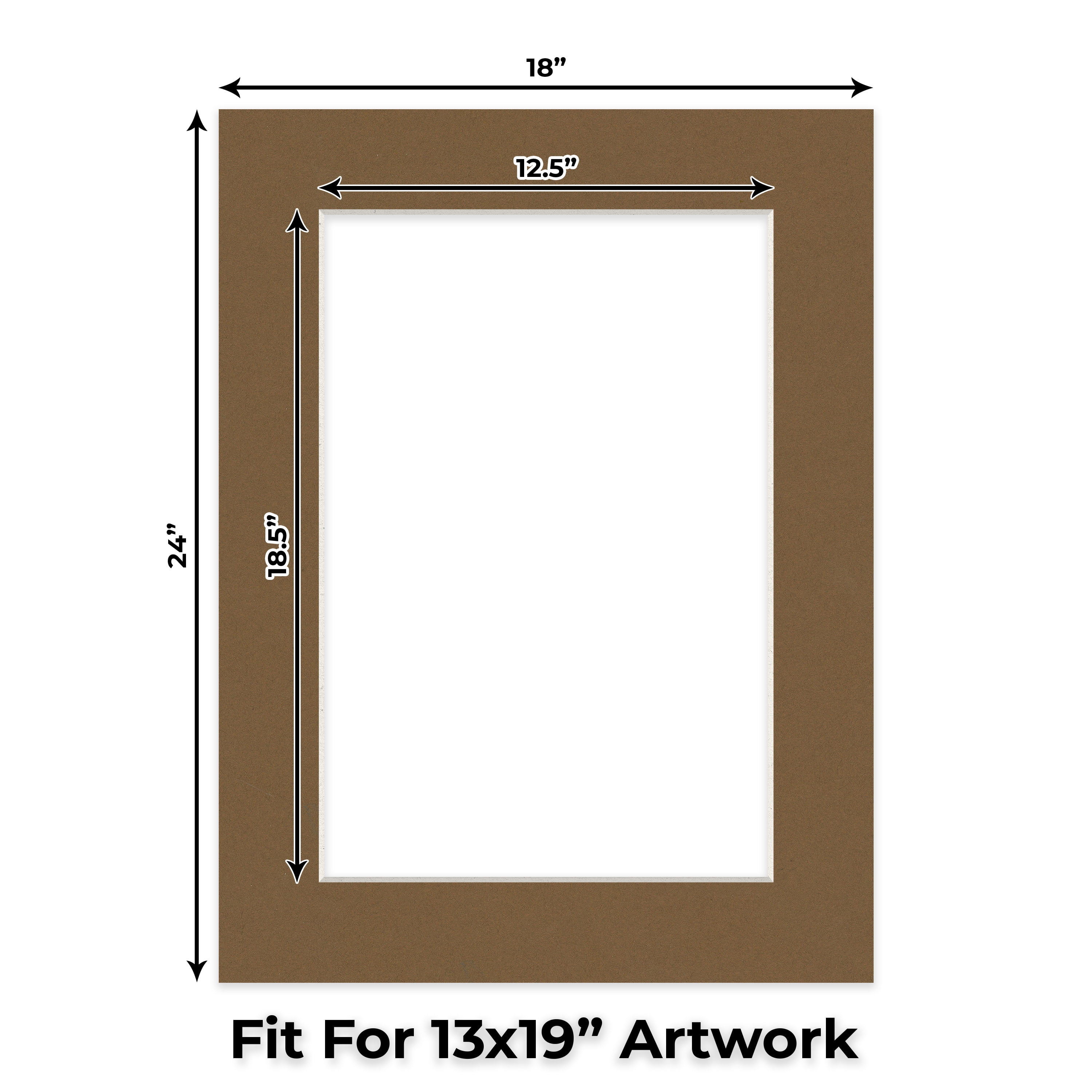 Aged Oak Brown Picture Frame Mat for 18x24 Frames - Fits 13x19 Photos - 10 Mats