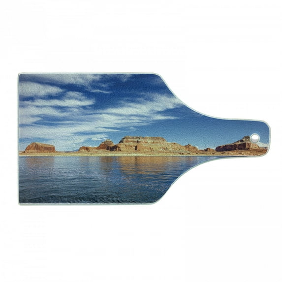 Arizona Cutting Board, Panoramic Landscape Famous Lake Powell Rock Formations, Decorative Tempered Glass Cutting and Serving Board, in 3 Sizes, by Ambesonne