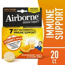 Airborne 1000mg Vitamin C Immune Support Effervescent Tablets, Multivitamin Supplement, Zesty Orange Flavor, 20 ct