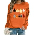 thumbnail image 4 of LUOGENLI Chandail pour Femmes, Paquet Surdimensionné, Chandails à Manches Longues à Col Rond pour Femmes, Chandail à Enfiler Imprimé Poulet, Chandails Légers et Amples, Haut de Chandail pour Femmes à Col Rond, Orange, Taille P, 4 of 6