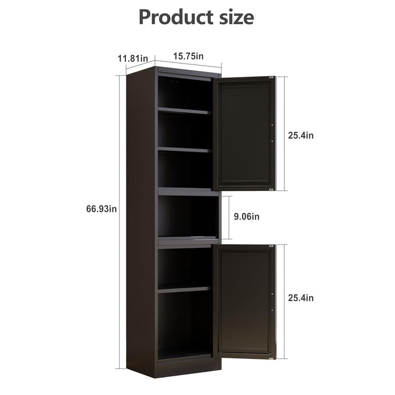 15.75"W Freestand Metal Tall and Thin Narrow Corner Storage Cabinet for Kitchen Bathroom Living Room