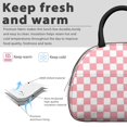 thumbnail image 3 of Pink and White Checkered Pattern Insulated Lunch Bag,Leakproof Large Capacity Lunch Box for Work,Picnic or Travel,11.4 X 6.7 X 8.3 Inches, 3 of 6