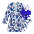 thumbnail image 3 of Vedolay Thong Bikini Swimsuit For Women Womens Blouson Striped Printed Strappy T-Back Push up Tankini Top with Shorts,Blue M, 3 of 5
