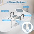 thumbnail image 3 of Haosegd 400 LBS Heavy Duty Blue Swivel Shower Chair, Senior Bathing Chair with Arms/Back U-Shape Seat, Height Adjustable for Tub Elderly Disabled,Gray, 3 of 8