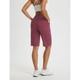 thumbnail image 2 of BALEAF Women's Bermuda Shorts 12" Long Knee Length Running Athletic High Waist Zipper Pocket Quick Dry Loose Fit Wine Red M, 2 of 7