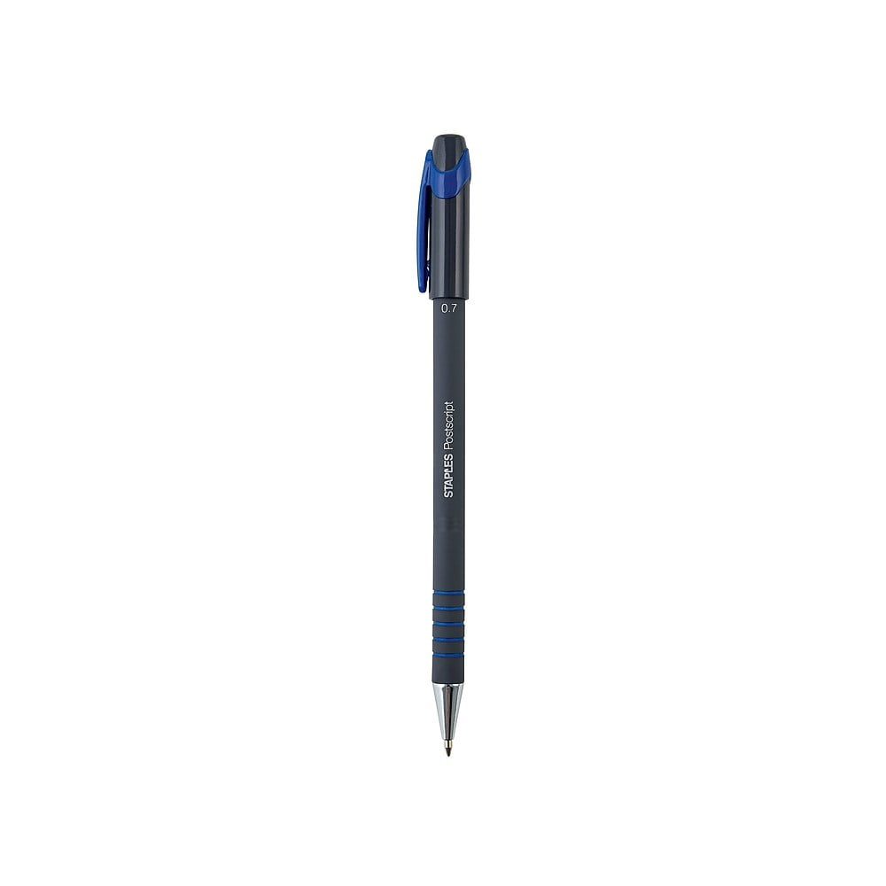 Staples PostscriptBallpoint Stick Pens Fine Point Blue Dozen 18275