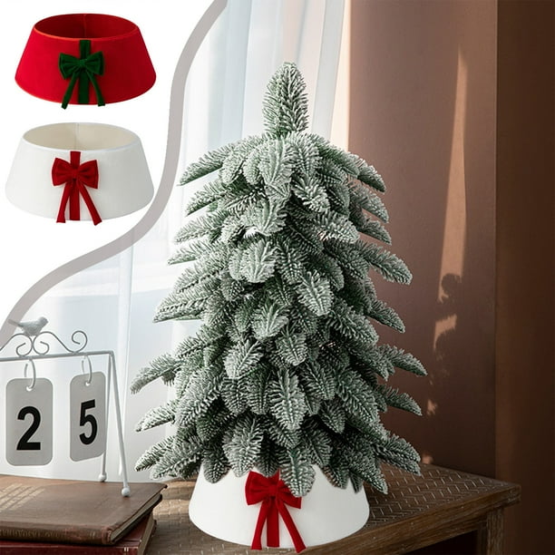 Adorno Navideño para Árbol de Navidad de 60 Cm (23,6 Pulgadas), de Terciopelo Blanco, con Lazo Rojo | Decoración Navideña | Material: Tela | Tamaño: 60 X 40 X 20 Cm | Peso: 280 G | Decoración Festiva