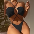 thumbnail image 2 of Bikini de traje de baño de cuerpo unido de cintura alta de color sólido sexy multicolor para mujer Fridja  nalpqowj52312, 2 of 9
