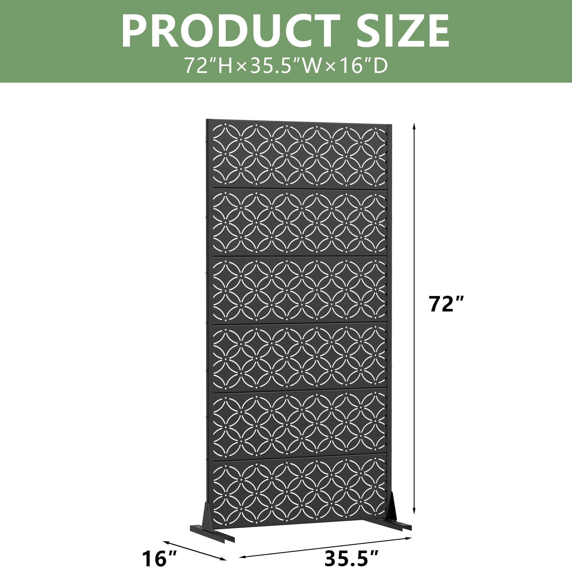 MAYEERTY 72*35in Outdoor Privacy Screen, Powder Coated Metal Privacy Panel, Hot Tub Privacy Divider for Patio, Balcony