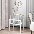 thumbnail image 1 of Entryway Tables Night Stand 2-Layer Tempered Glass End Table - Contemporary Square Side Table for Living Room - 17" Stylish Glass Accent Table with Metal Frame (1, Transparent Glass/White Leg), 1 of 1