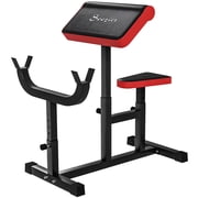265 LBS Preacher Curl Bench Adjustable Seated Arm Strength Training Station for Barbell Dumbbell Bicep Isolation Black