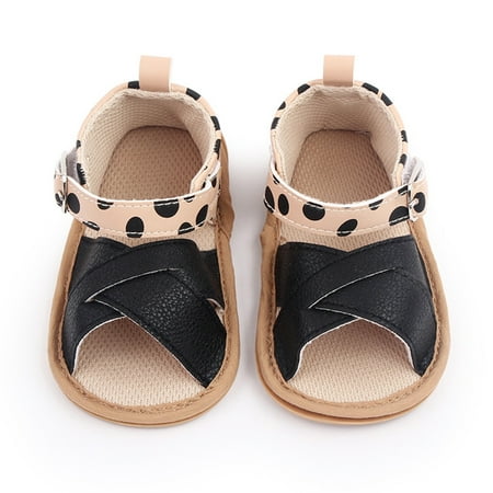 

Aayomet Girls Open Toe Dot Printed Shoes First Walkers Shoes Summer Toddler Flat Sandals Girl Sandals Size 13 Black 6