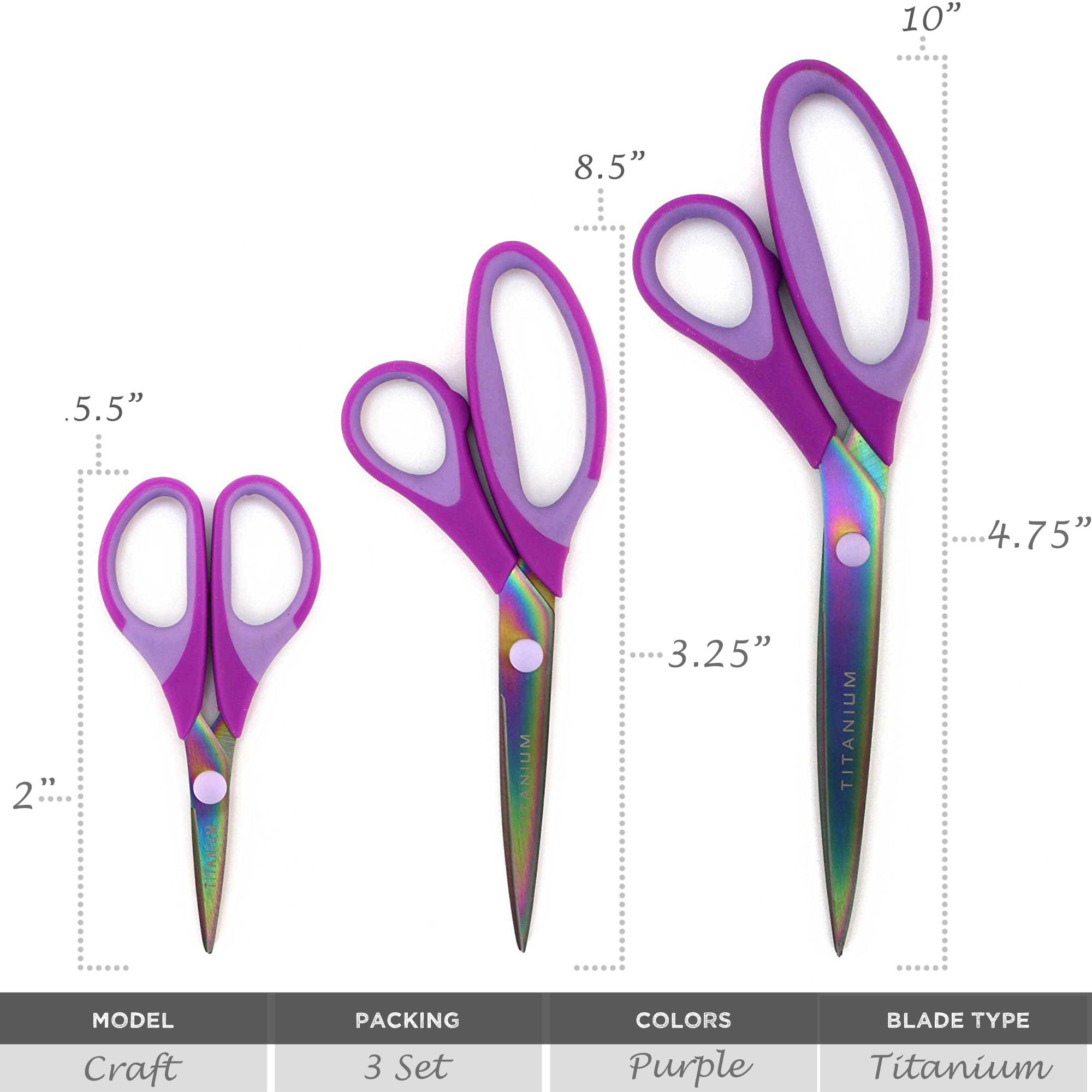 JubileeYarn Titanium Softgrip Scissors Set for Sewing, Arts, Crafts ...