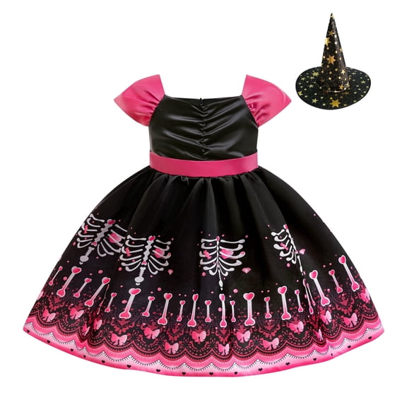 Cute Retro Witch Costume Dress for Teens Halloween Fancy Dress Party Cosplay Outfit Black 100