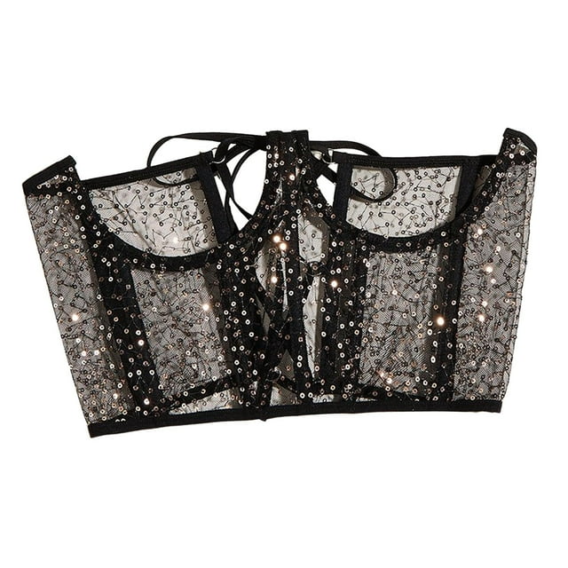 Moda Mujer Encaje Hasta Corsé Cintura Cincher Cinturón Ancho Para Disfraz Navidad Negro SM SunniMix corsé de mujer