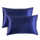 thumbnail image 1 of Funda de almohada 2pcs Funda de almohada de satén de poliéster Ropa de cama Funda de almohada para dormir, Azul, US-S, 20x26 Pulgadas Sweethay HA003643-19, 1 of 7