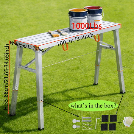 Folding Work Platform, Steel Scaffolding, Anti-slip Pedal, Heavy-duty Thickened, Height Adjustable